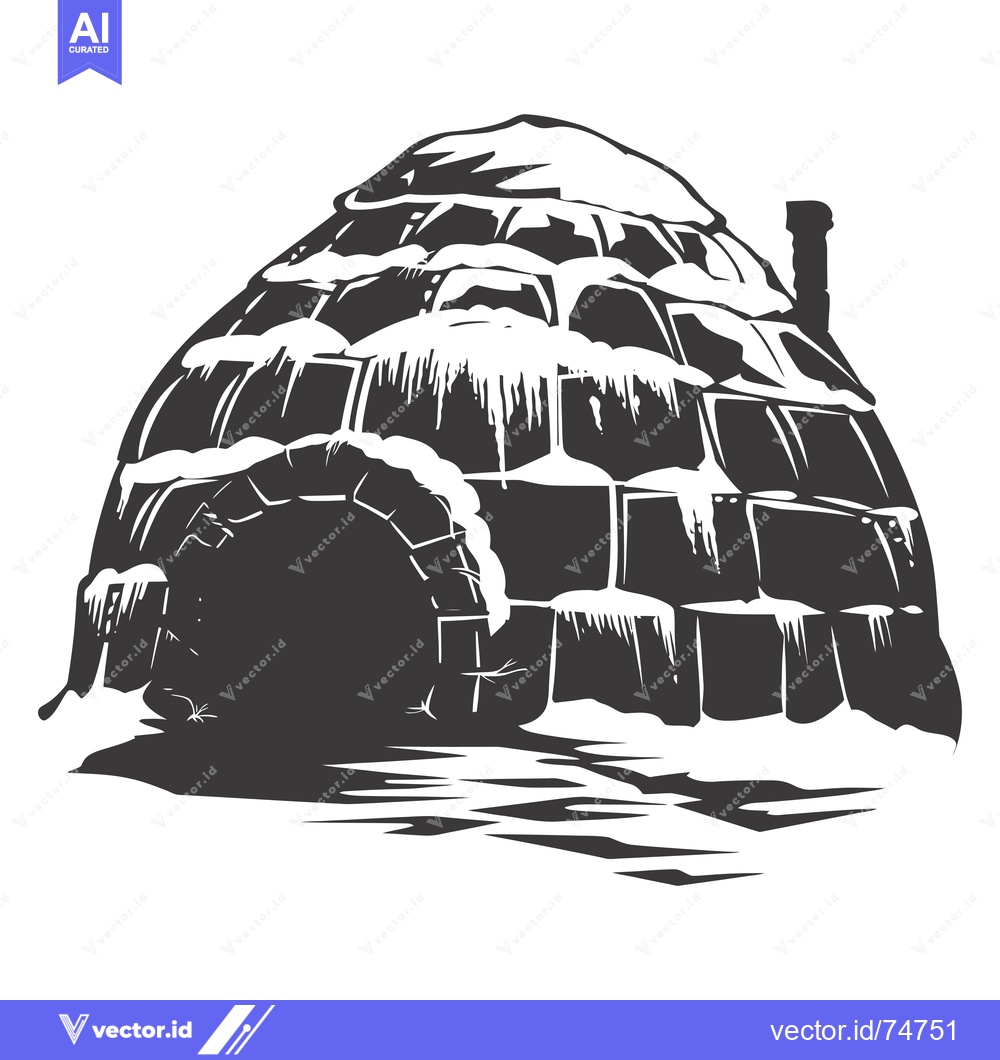 Premium Vector dari Snow-Covered Igloo with Icicles and a Chimney