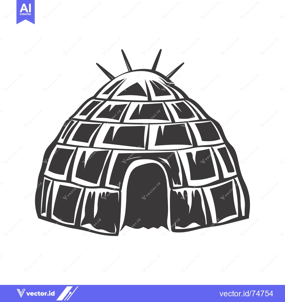 Premium Vector of A Black and White Illustration of a Traditional Igloo