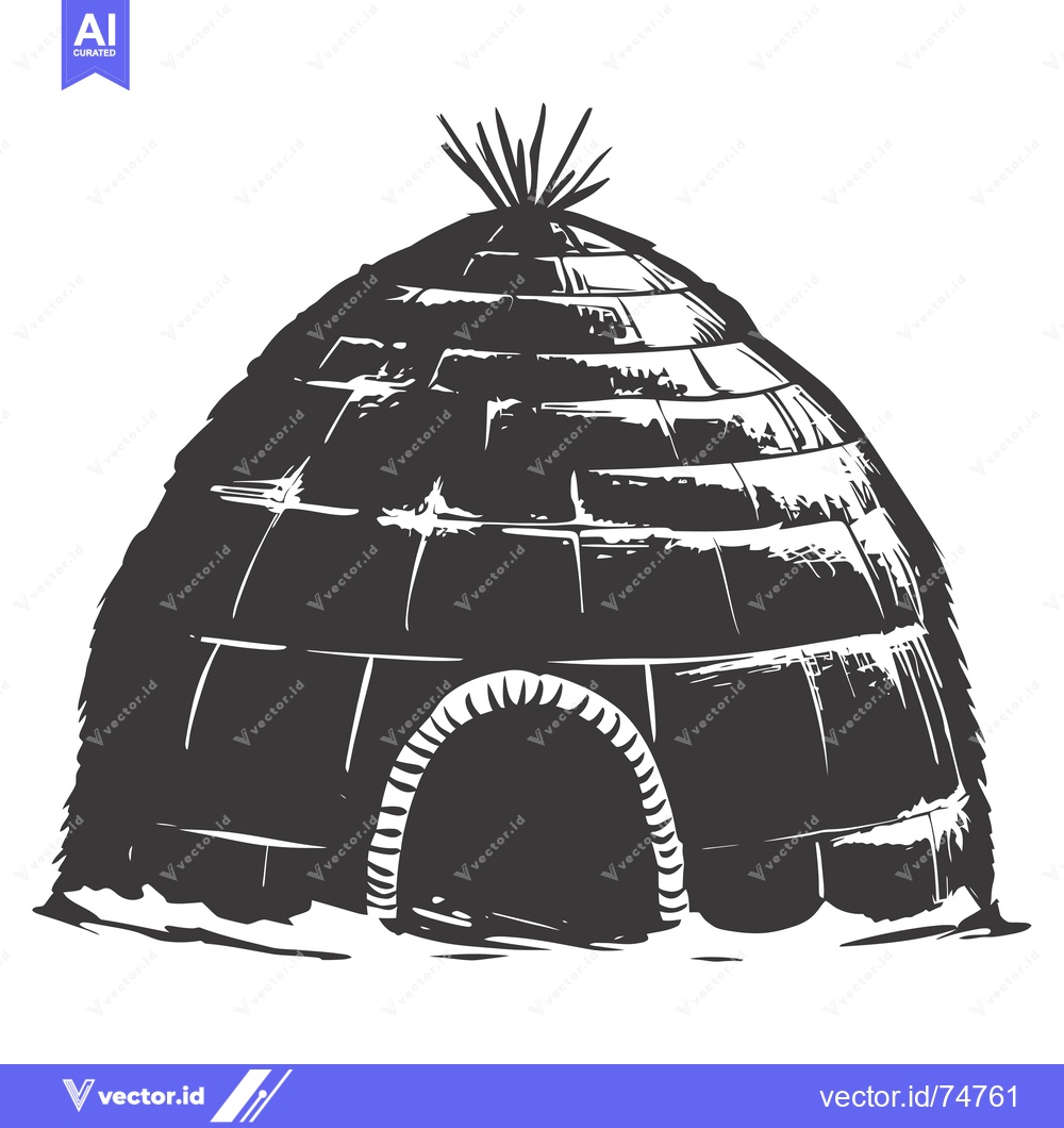 Premium Vector of Hand-drawn illustration of an igloo with a snow-covered base and an ar