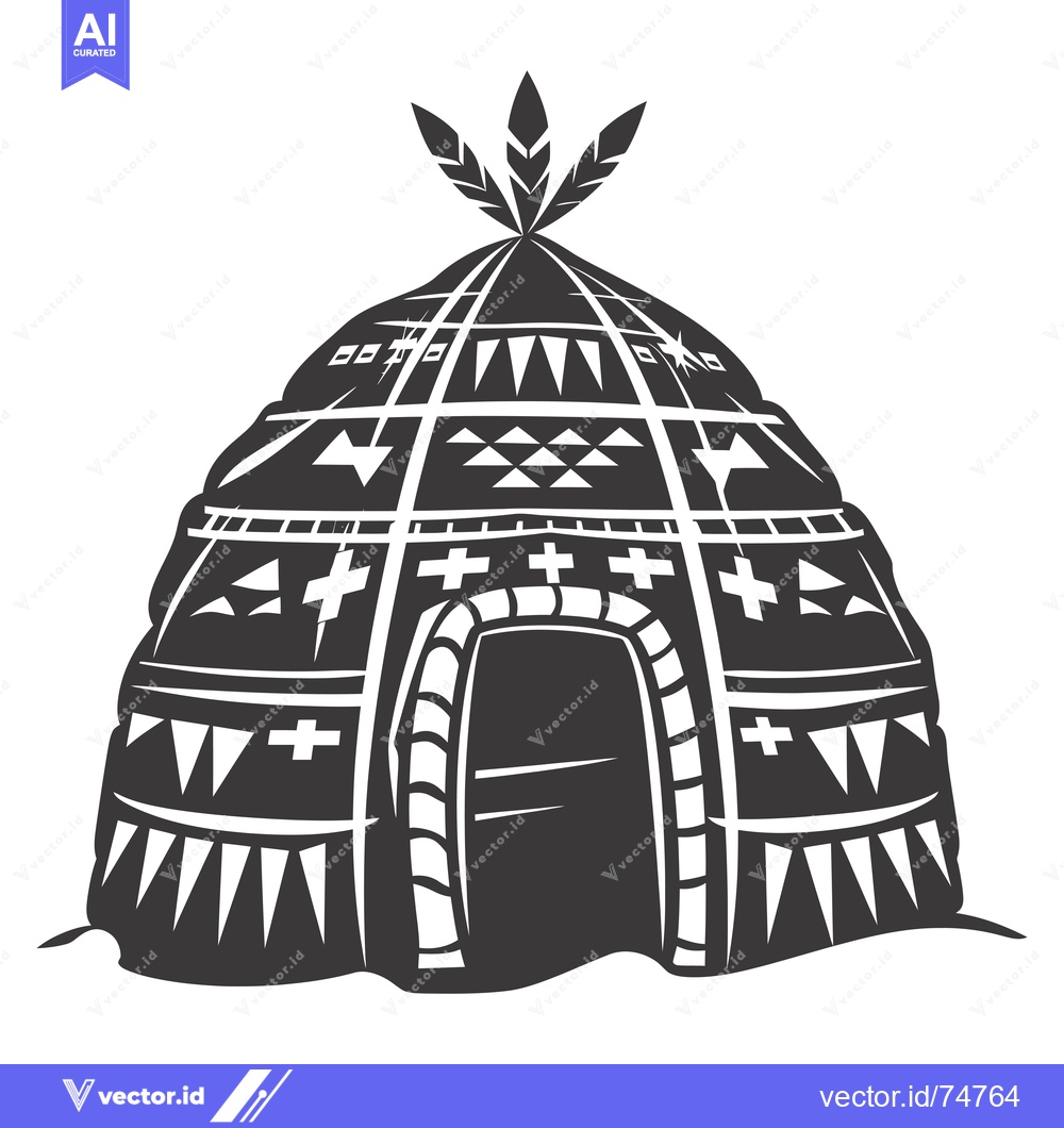Premium Vector dari Black and White Illustration of a Native American Teepee
