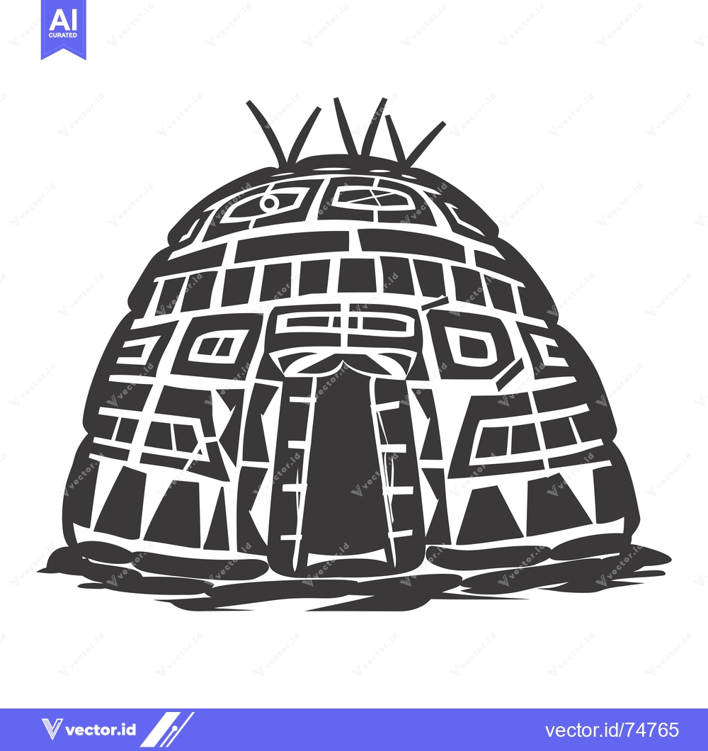 Premium Vector dari Black and White Illustration of an Igloo with a Patterned Design