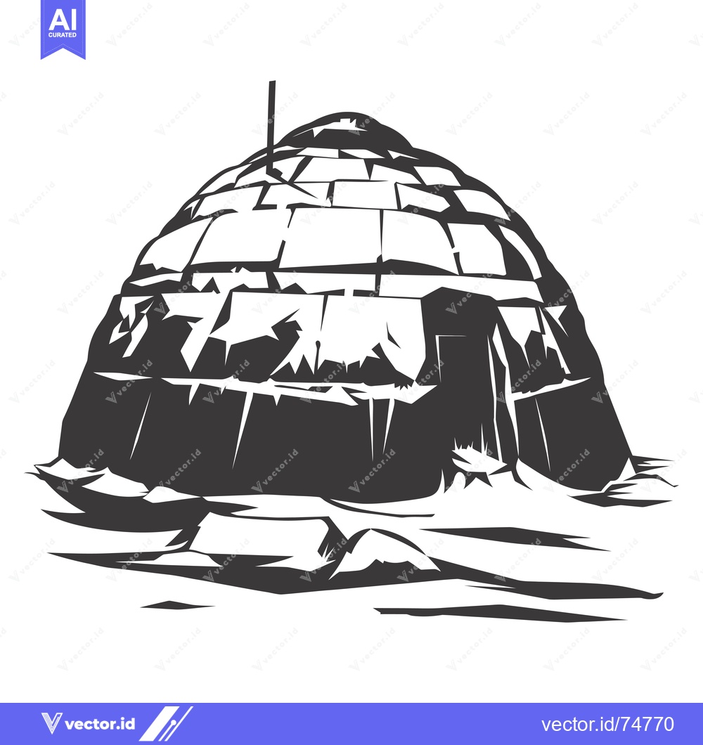 Premium Vector dari A Black and White Illustration of an Igloo
