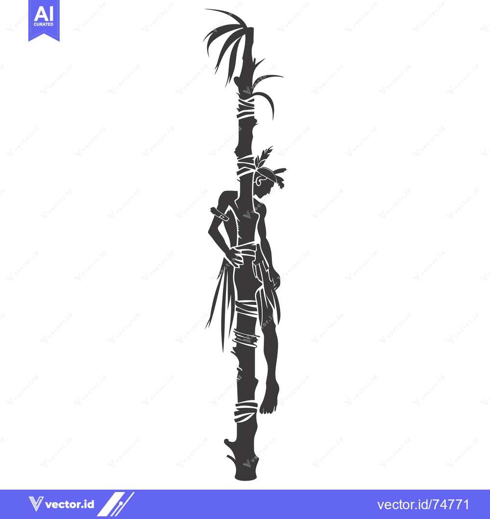 Premium Vector of Silhouette of a Man Tied to a Tree Trunk