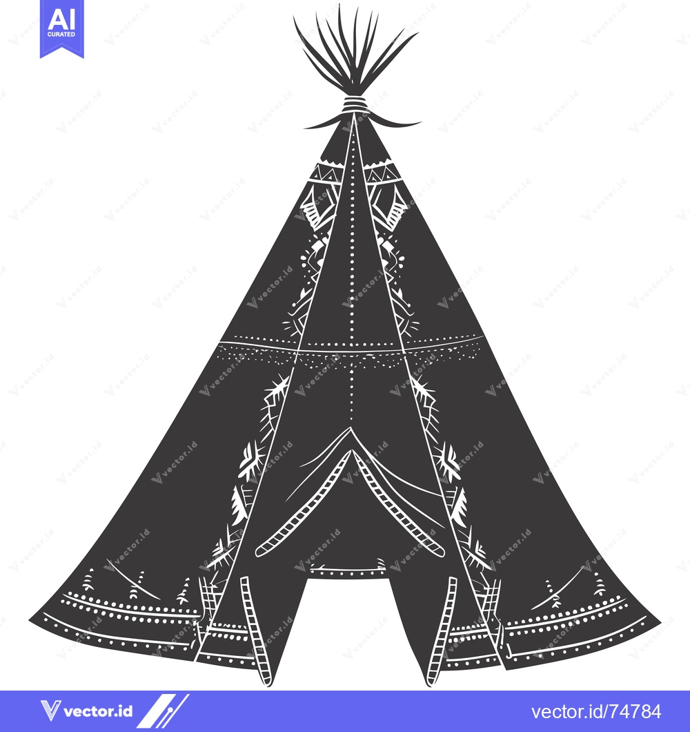 Premium Vector of Black and White Illustration of a Native American Teepee