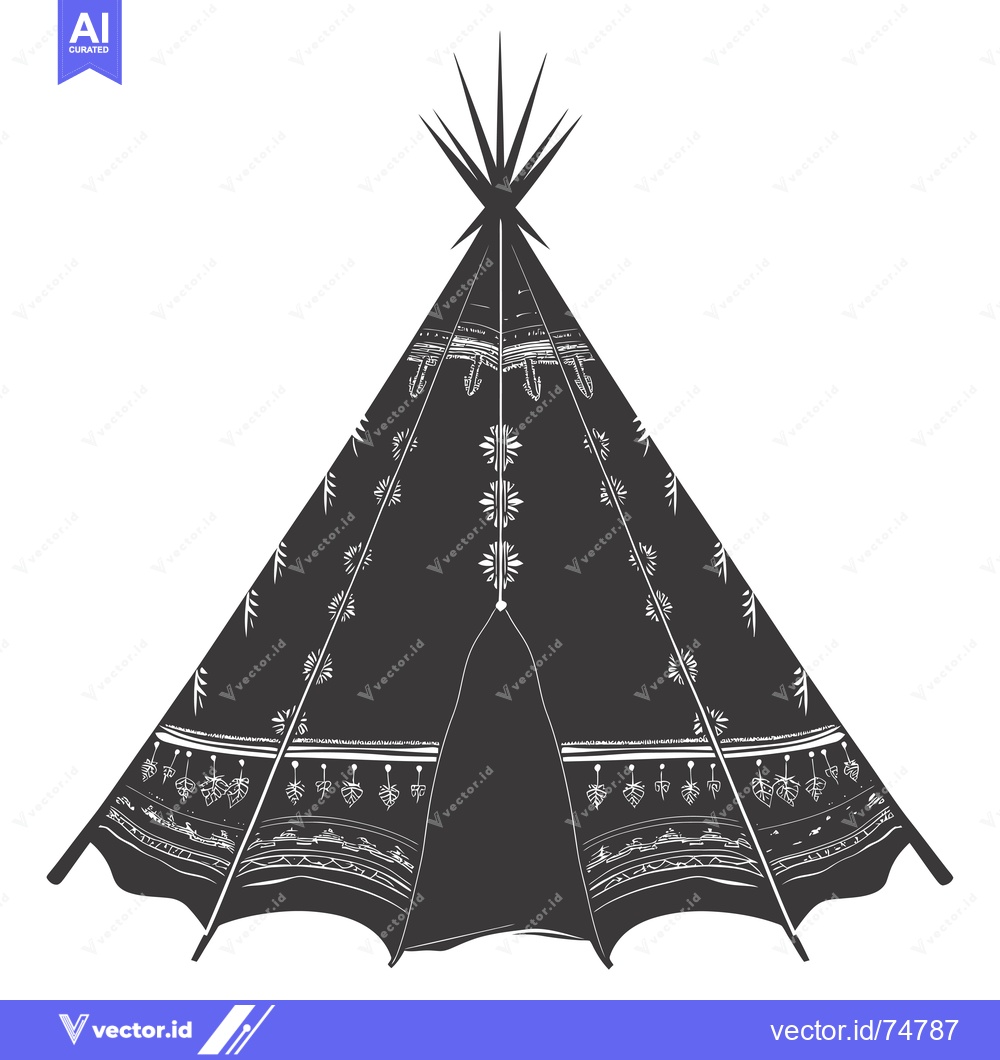 Premium Vector dari Black and White Hand-Drawn Illustration of a Teepee Tent