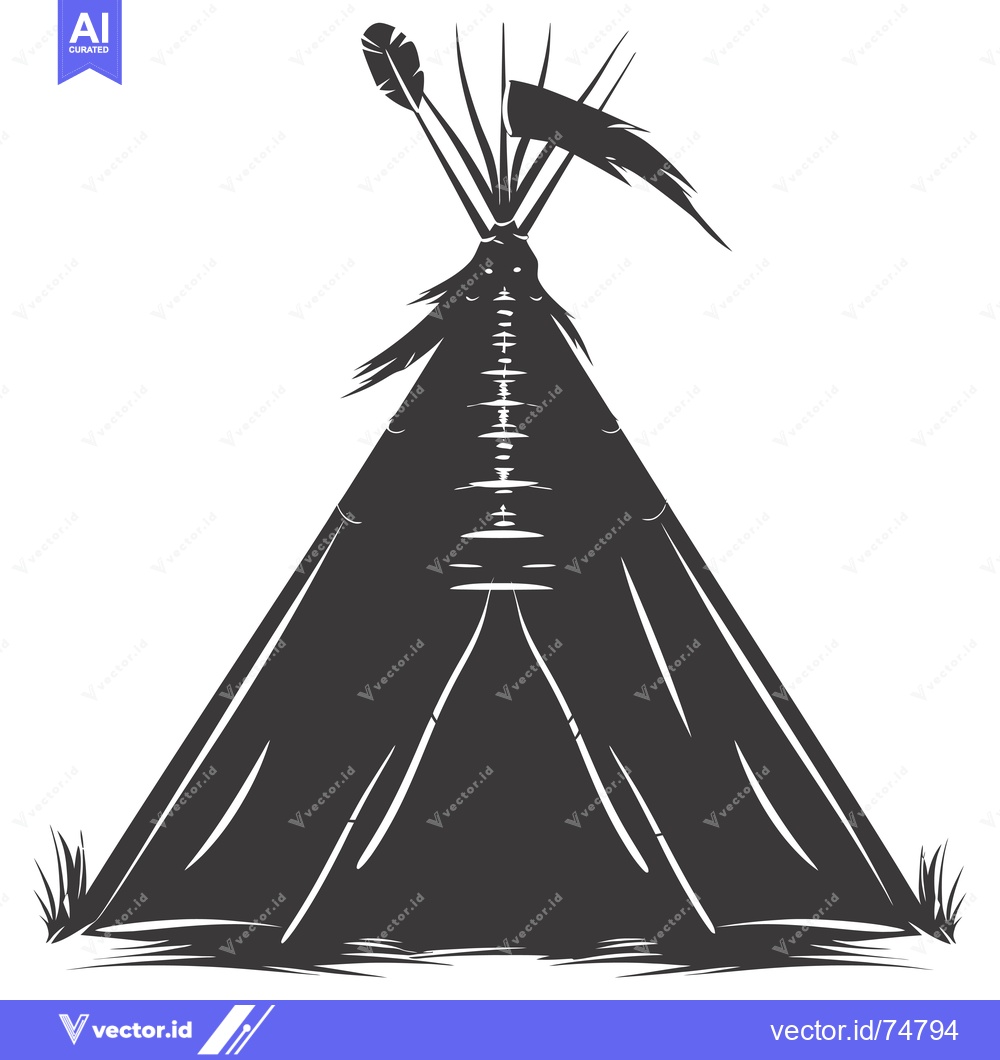 Premium Vector dari A Silhouetted Native American Teepee with Feathers