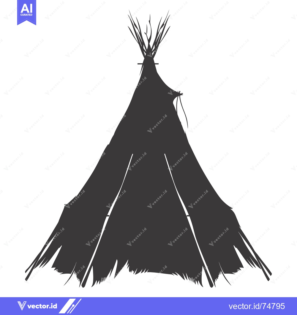 Premium Vector of A Black and White Silhouette of a Native American Teepee