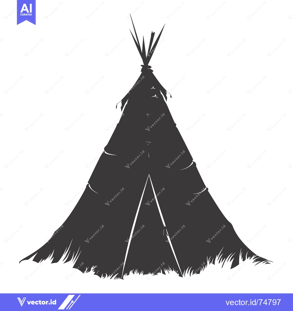 Premium Vector dari Black and White Silhouette of a Native American Teepee Tent