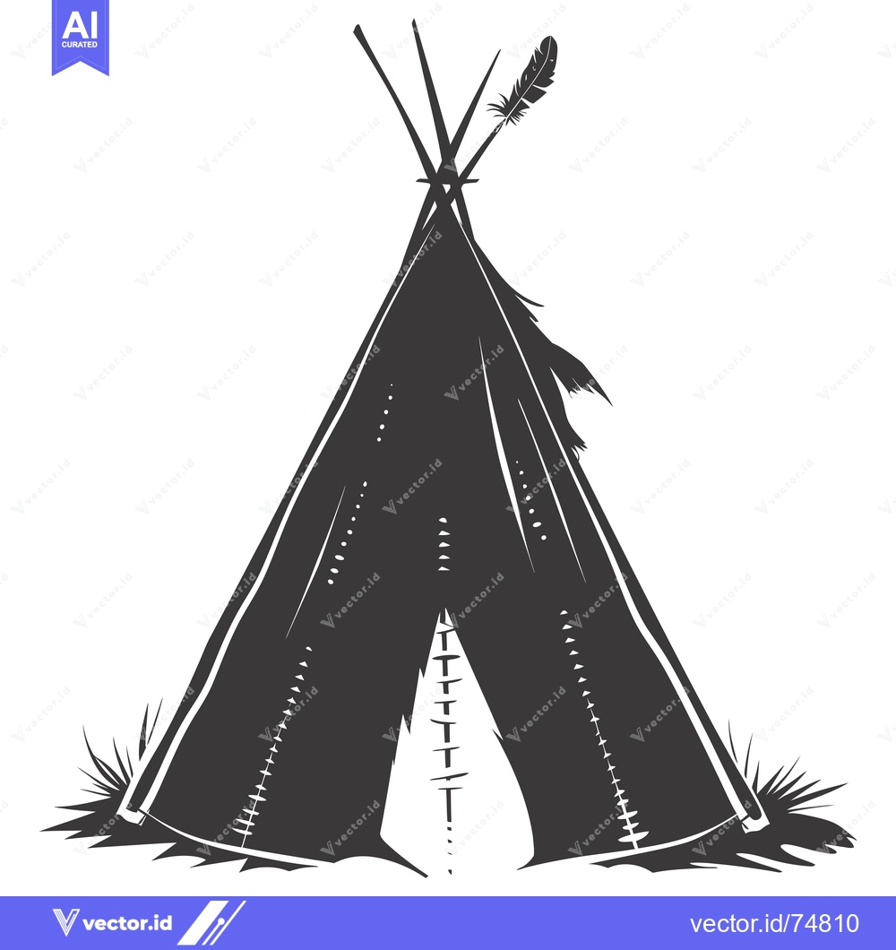 Premium Vector dari Black and White Illustration of a Native American Teepee