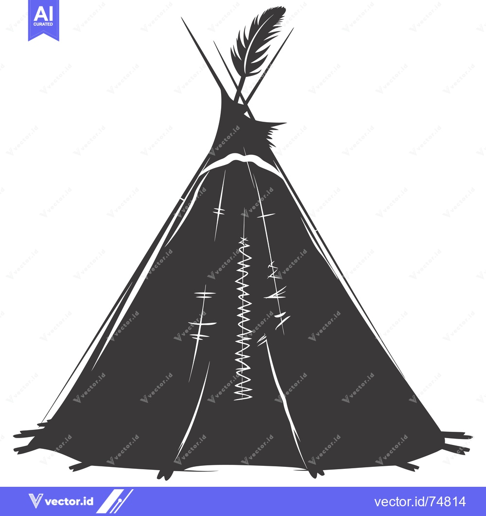 Premium Vector of Silhouette of a Native American Teepee with a Feather