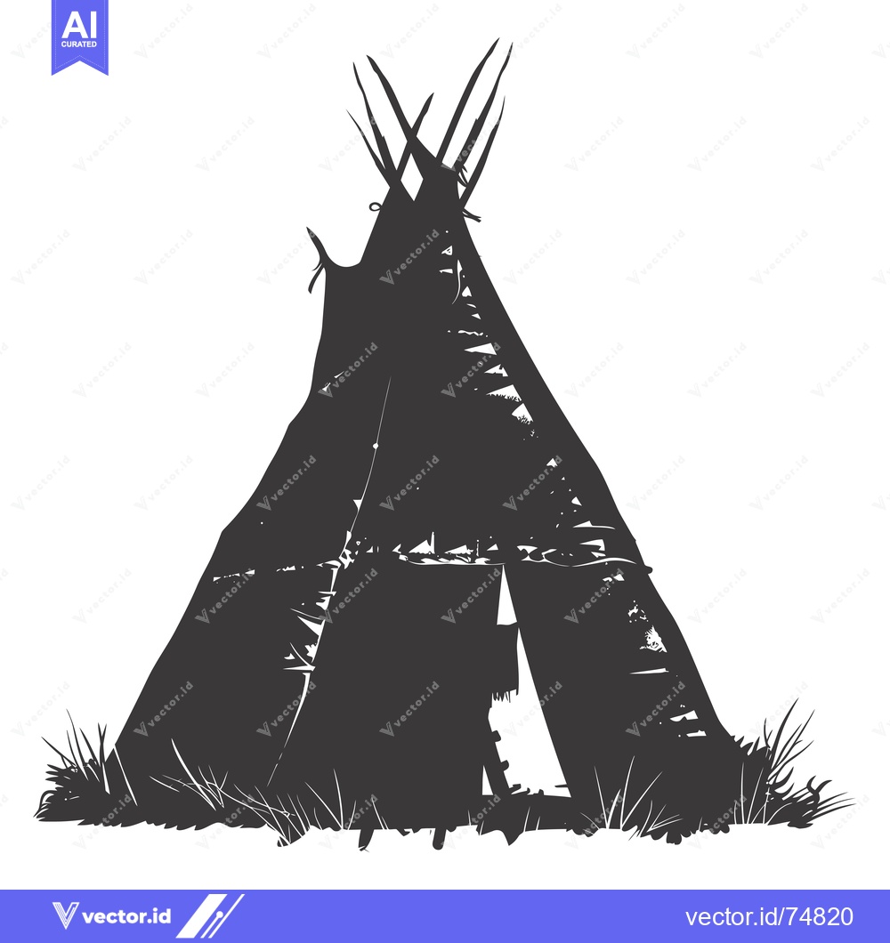 Premium Vector dari Silhouette of a Native American Teepee Tent in Grass