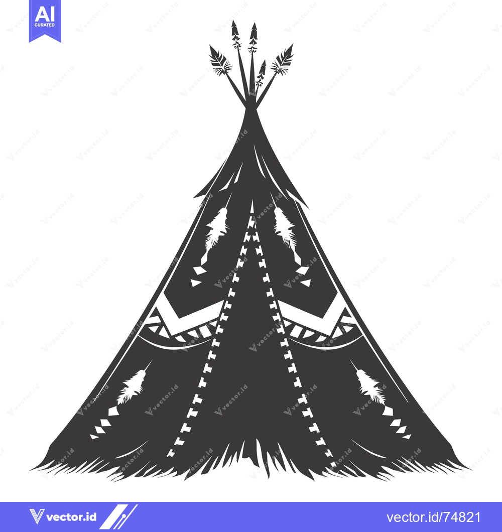 Premium Vector dari Black and White Illustration of a Native American Teepee