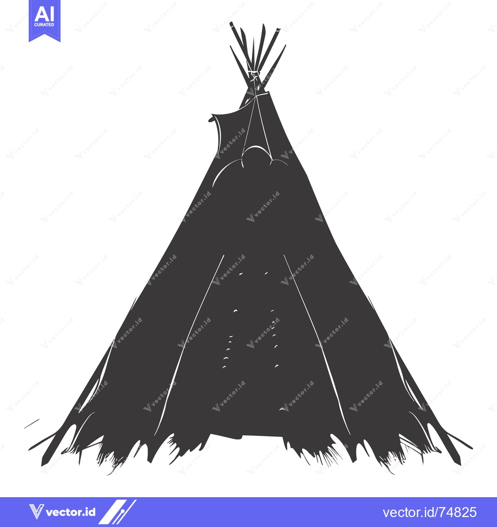 Premium Vector dari Black and White Illustration of a Teepee Tent