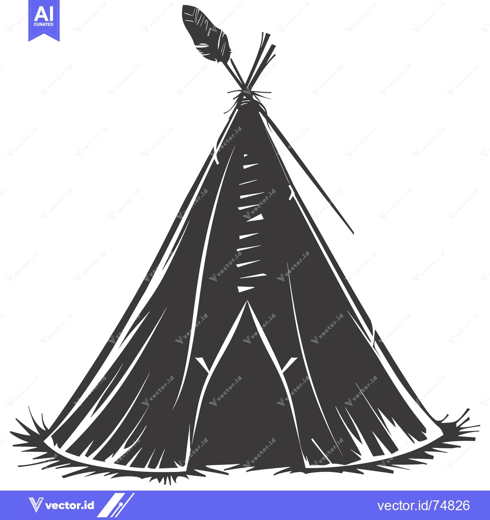 Premium Vector dari Black and White Illustration of a Native American Teepee