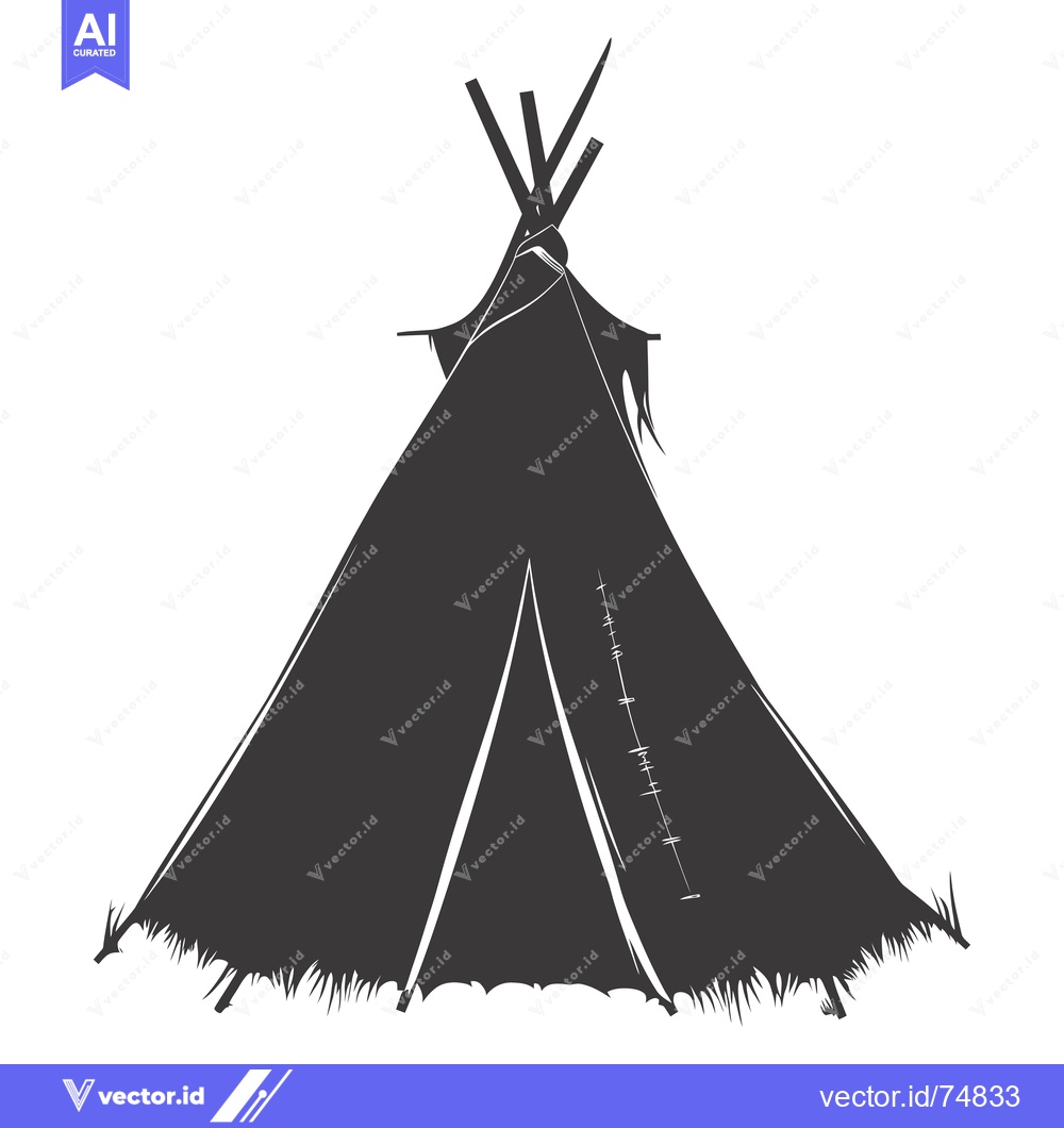 Premium Vector of A Black and White Silhouette of a Native American Teepee