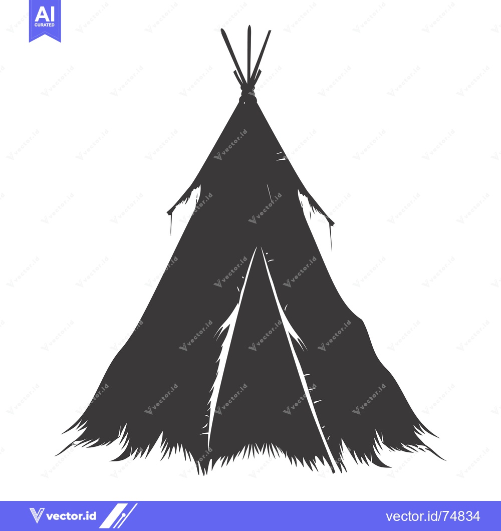 Premium Vector of A Black and White Silhouette of a Traditional Teepee