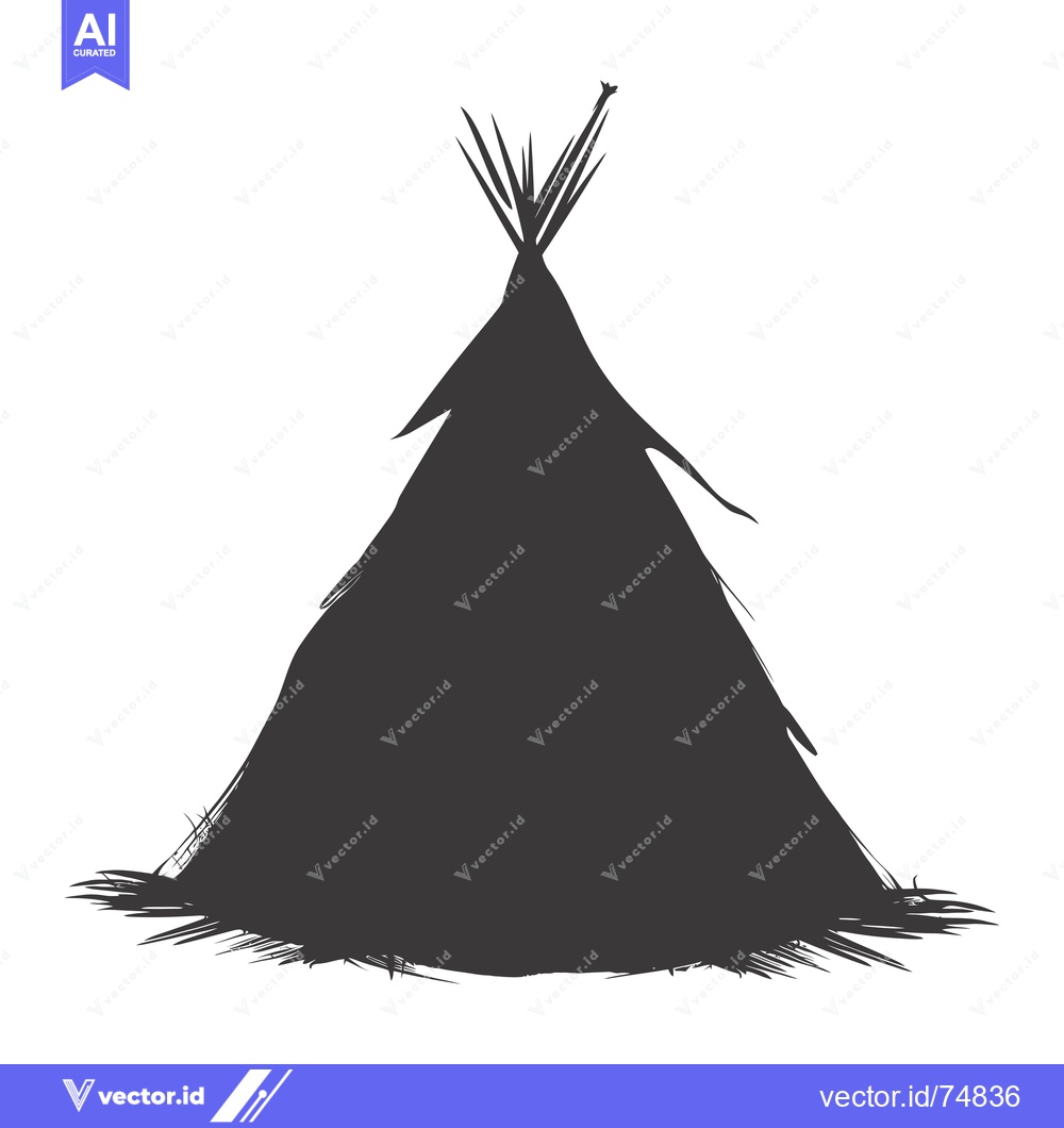 Premium Vector of A Black and White Silhouette of a Teepee