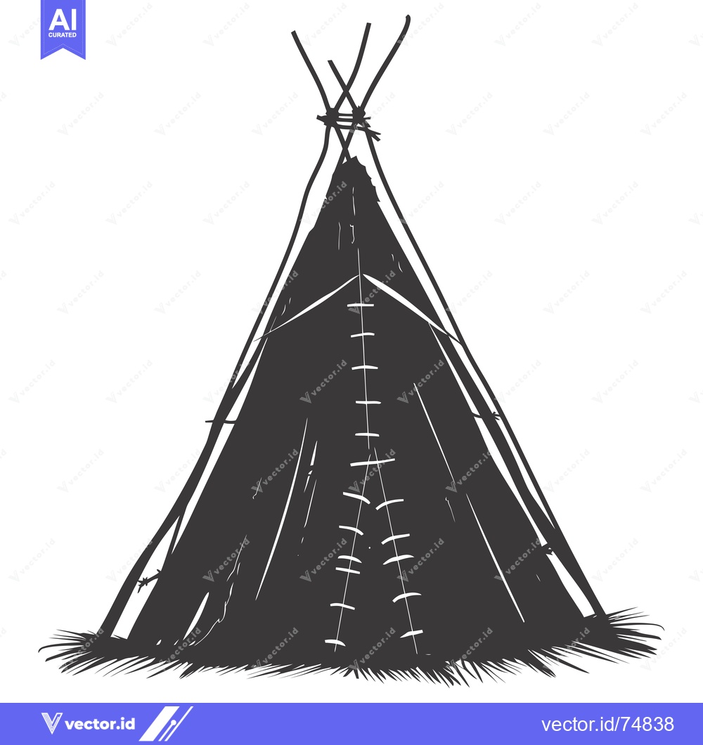 Premium Vector of A Black and White Illustration of a Native American Teepee