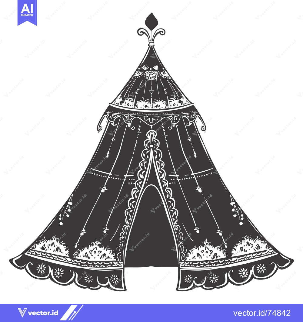 Premium Vector dari Ornate Black and White Tent Illustration