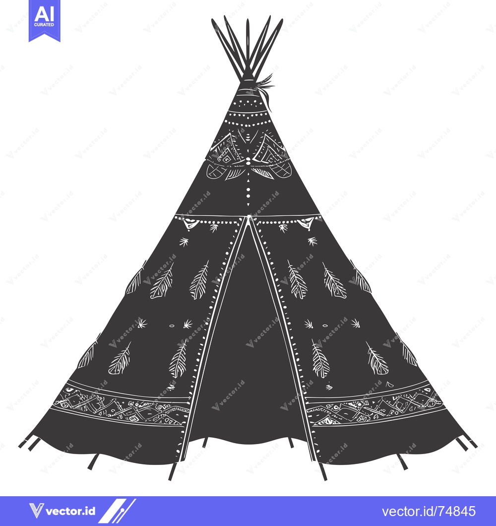 Premium Vector dari Black and White Illustration of a Decorated Teepee Tent