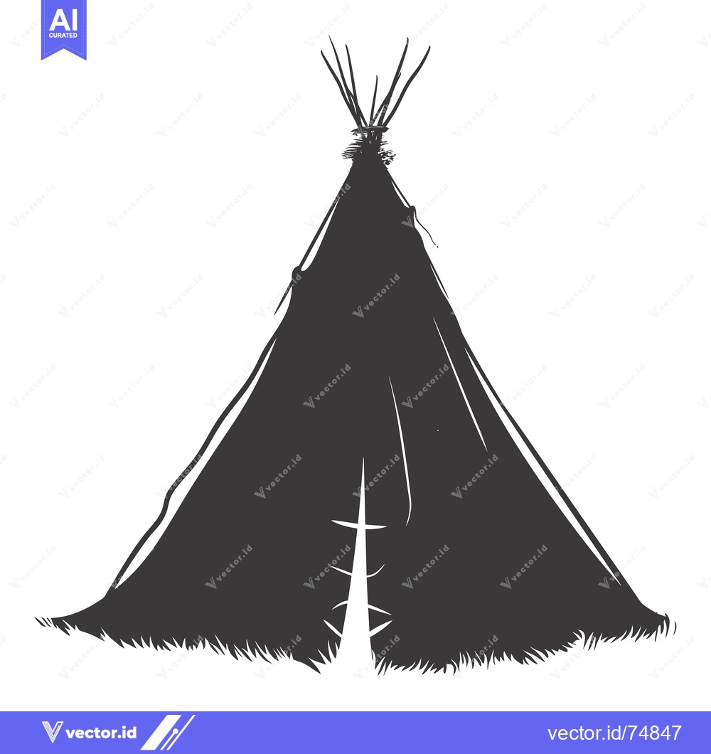 Premium Vector dari A Black and White Silhouette of a Native American Teepee