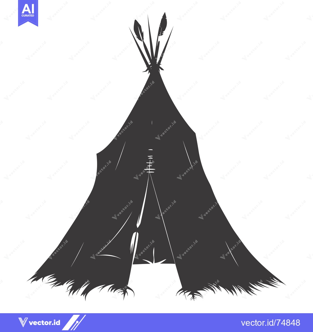 Premium Vector of Black and White Silhouette of a Native American Teepee