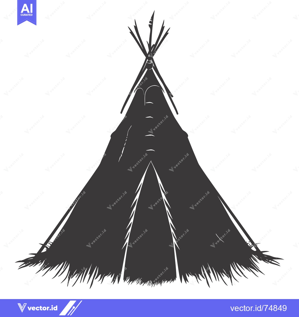 Premium Vector dari A black and white silhouette of a teepee