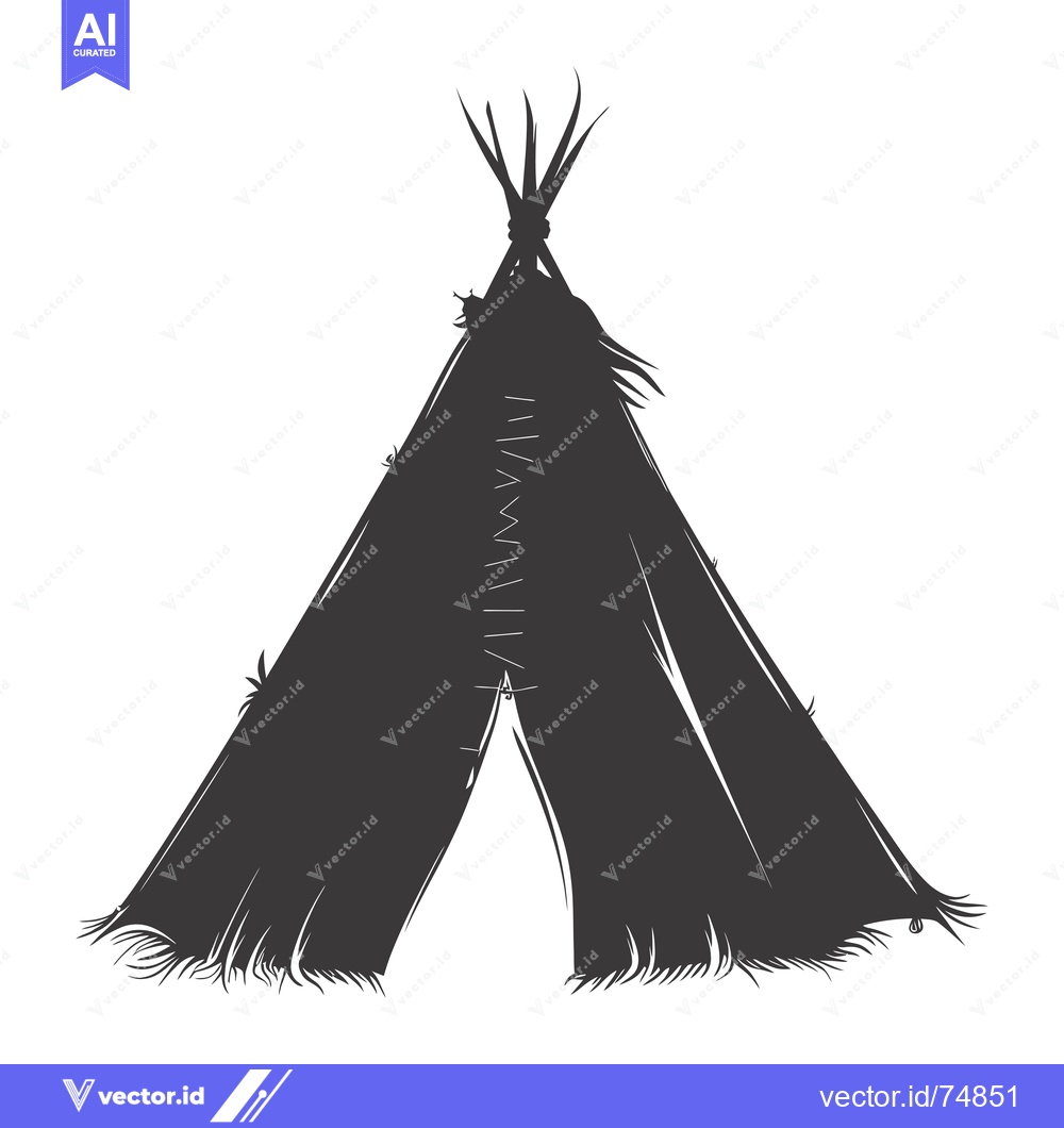 Premium Vector dari A Silhouette of a Traditional Native American Teepee