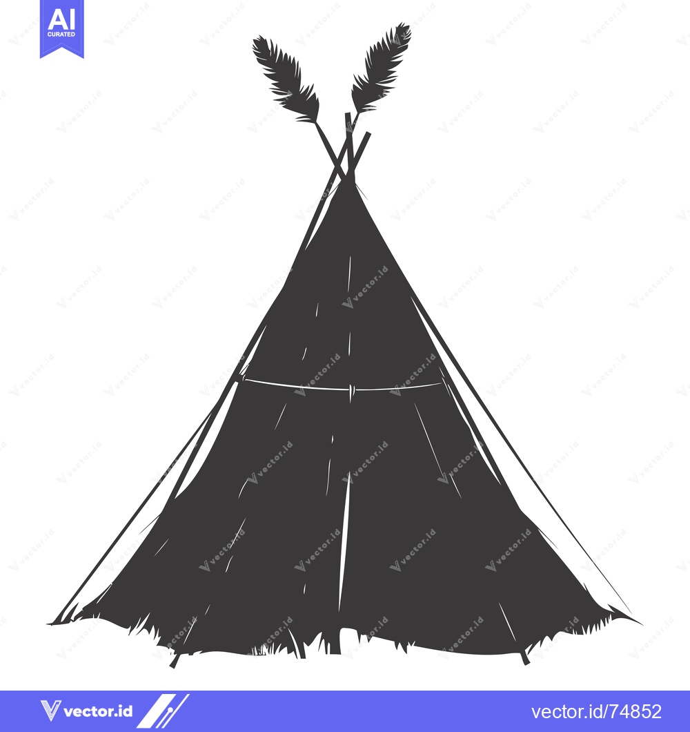 Premium Vector of A Silhouetted Teepee with Feathers on Top