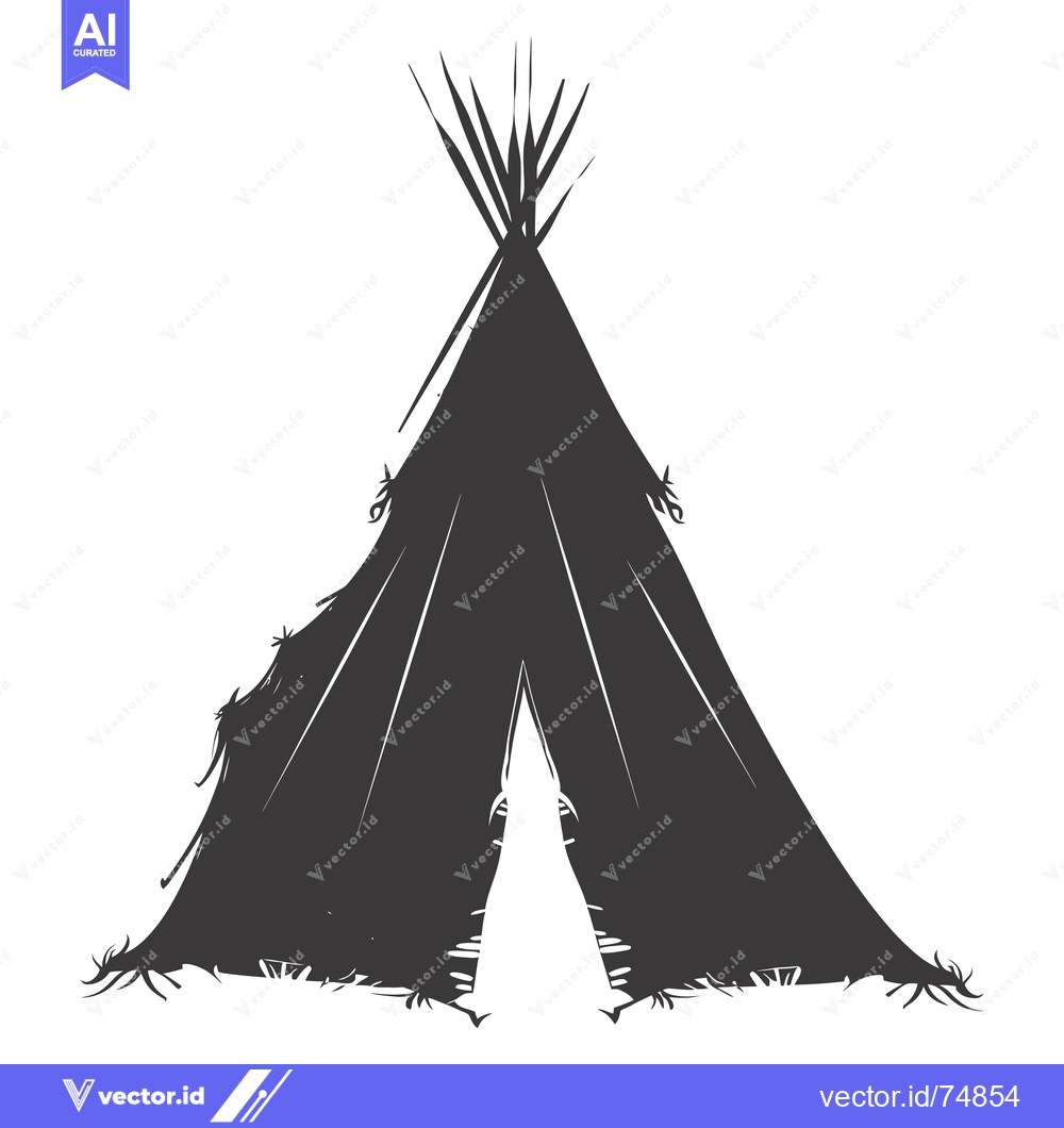 Premium Vector dari A Black and White Silhouette of a Teepee Tent