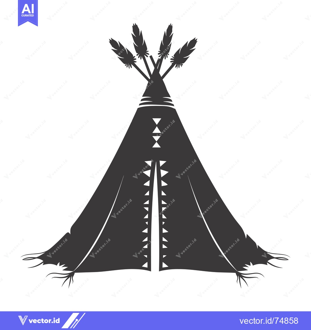 Premium Vector of Black and White Silhouette of a Native American Teepee