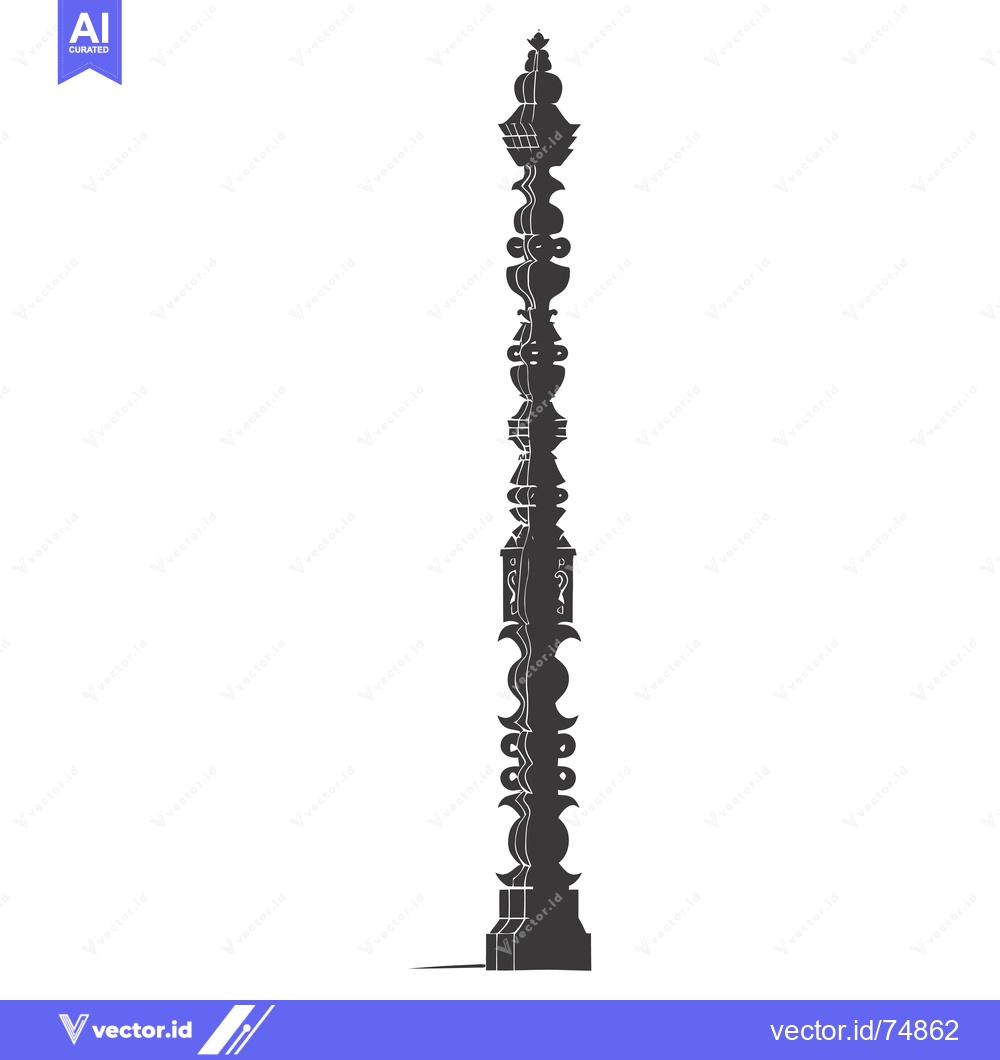 Premium Vector of Ornate Black and White Silhouette of a Tall, Ornamental Column