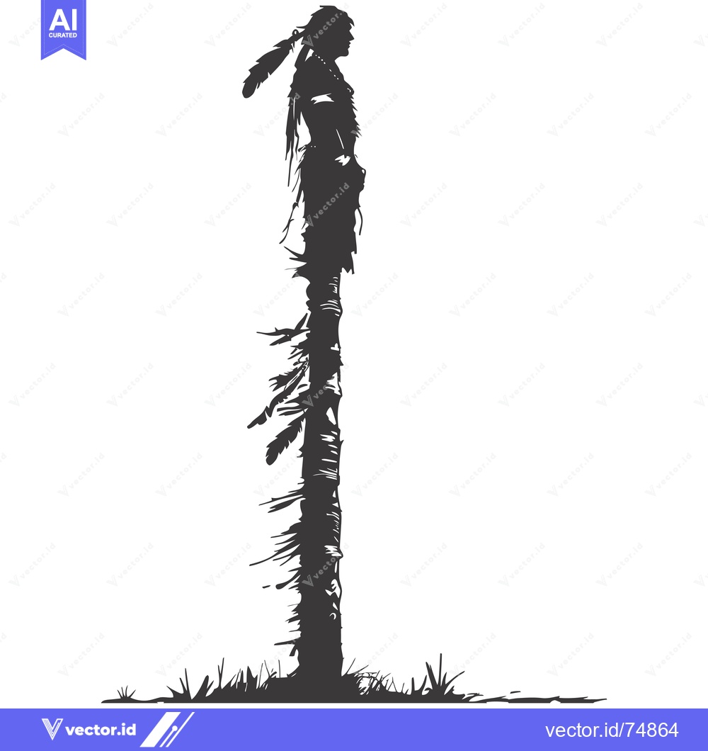 Premium Vector dari Silhouette of a Native American man with feathers standing tall