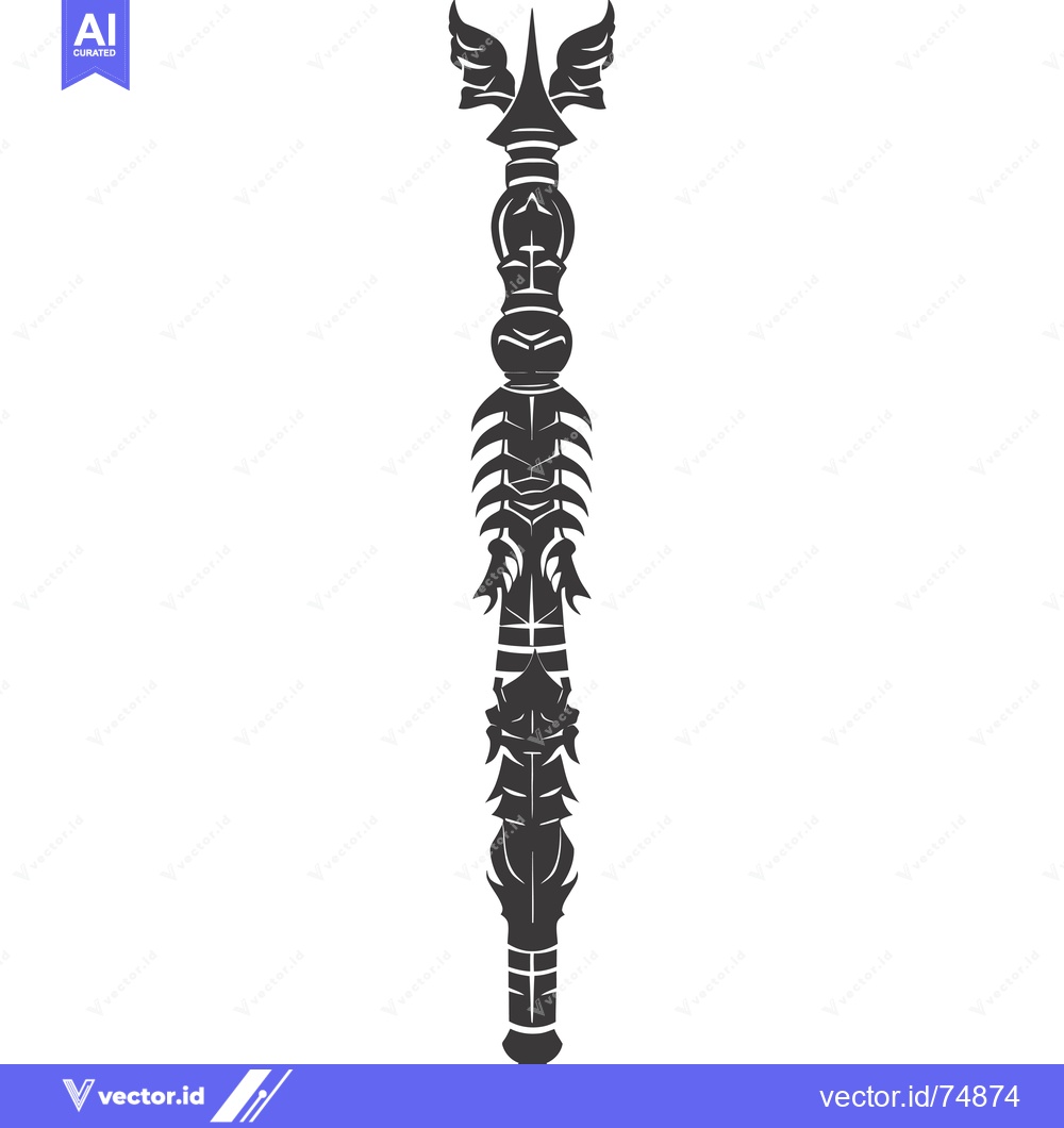 Premium Vector of Abstract Black and White Design with Winged Spearhead