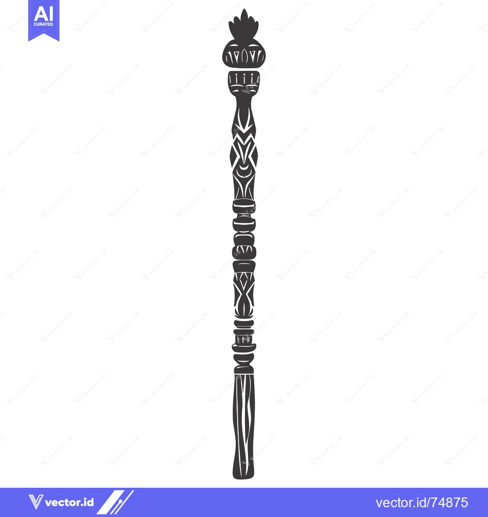 Premium Vector dari Ornate Black and White Staff with a Flower Design at the Top