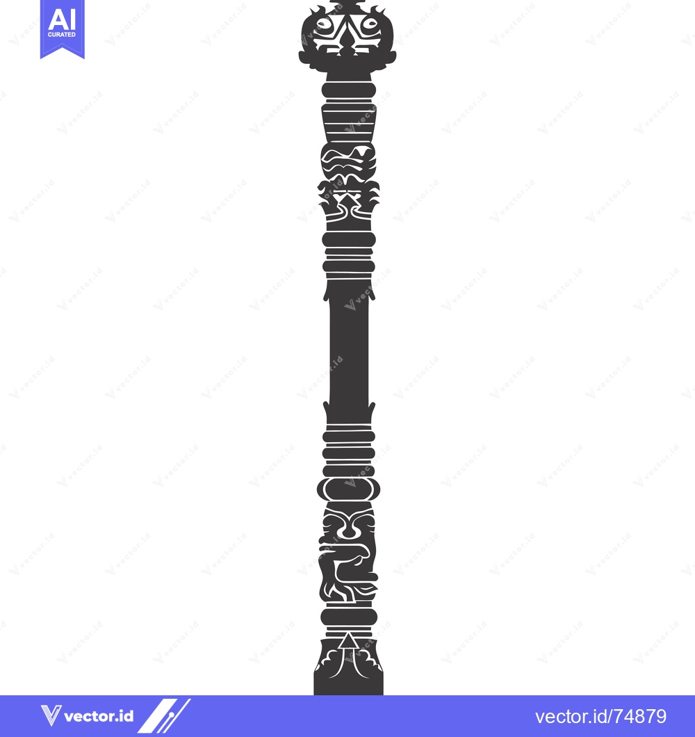 Premium Vector of Ornate Black and White Pillar with Intricate Carvings