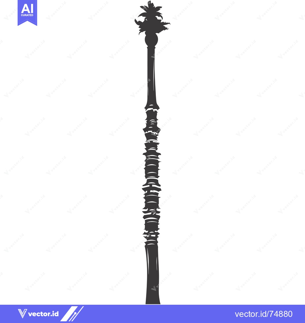 Premium Vector dari Silhouette of a Palm Tree with a Tall Trunk