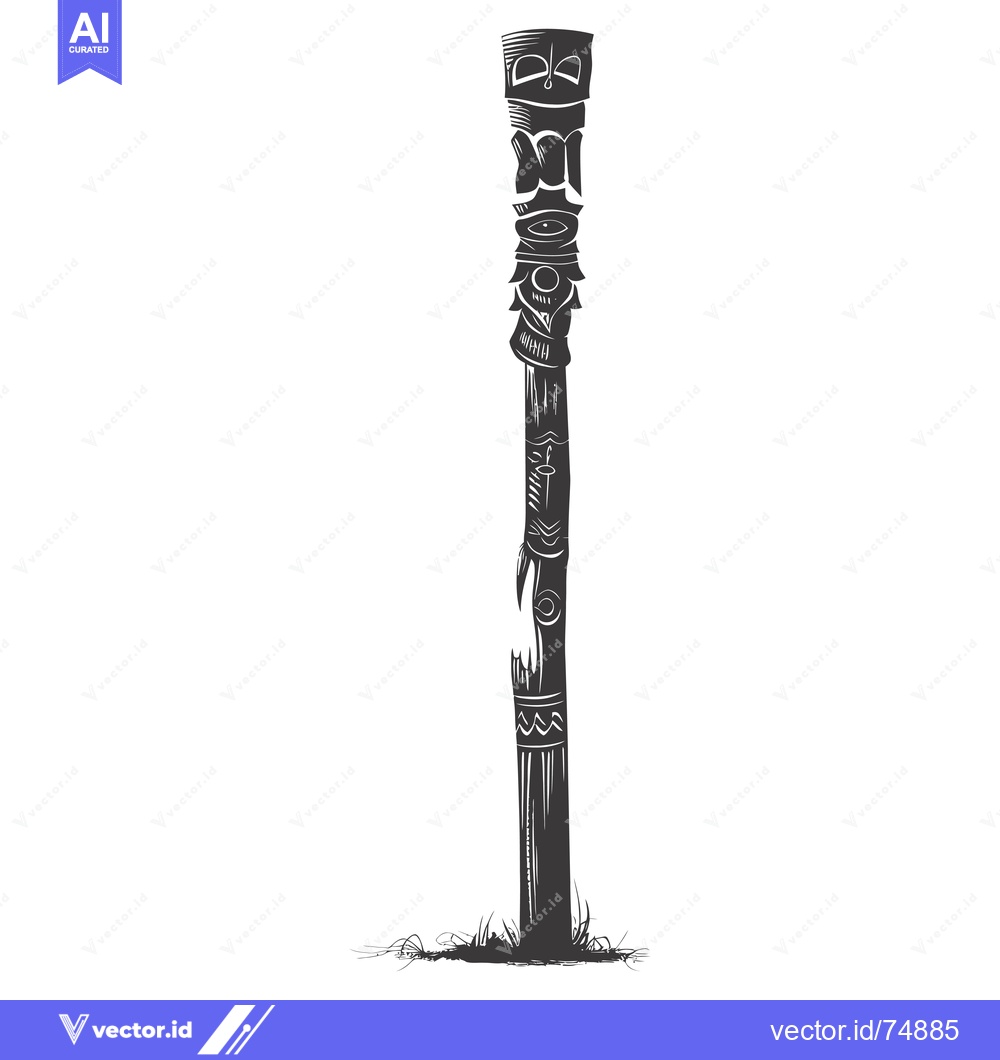 Premium Vector dari Carved Totem Pole with Abstract Designs
