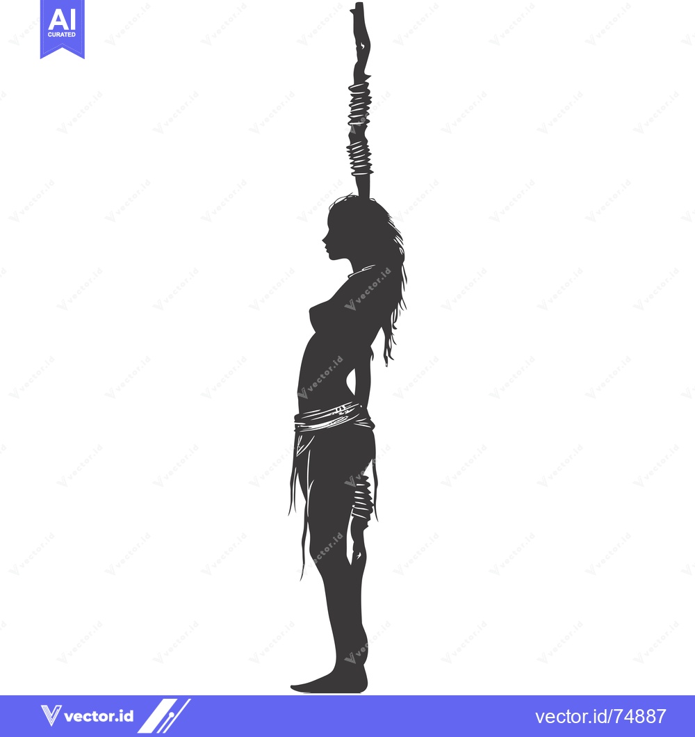Premium Vector of Silhouette of a Woman Holding a Branch With Wraps