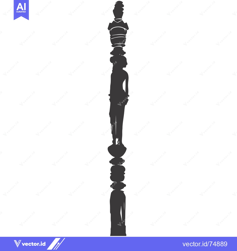 Premium Vector of Silhouette of a Woman Standing on a Tall, Ornate Pillar