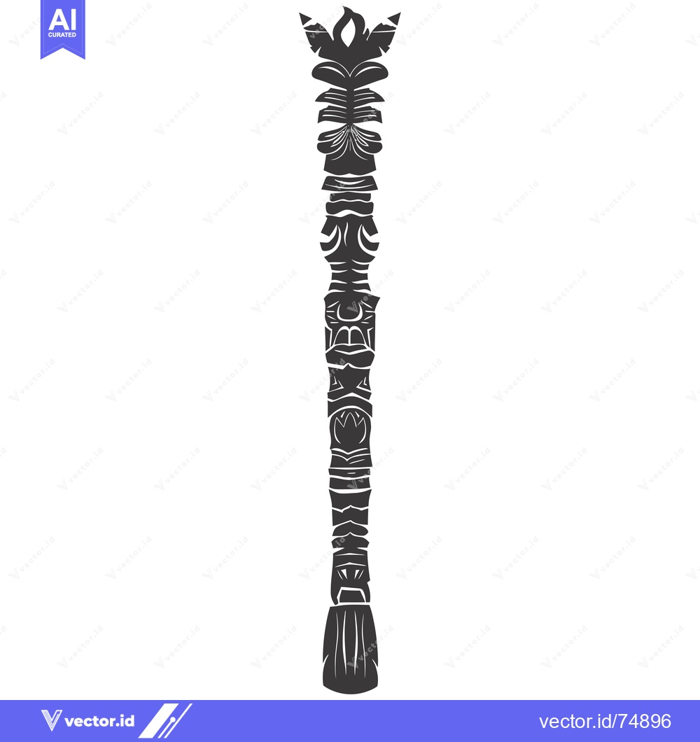 Premium Vector of Ornate Carved Totem Pole with Geometric Patterns