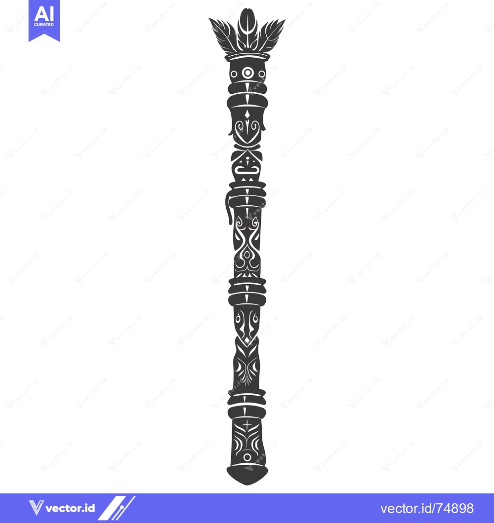 Premium Vector of Ornate, Feathered, and Intricately Designed Staff