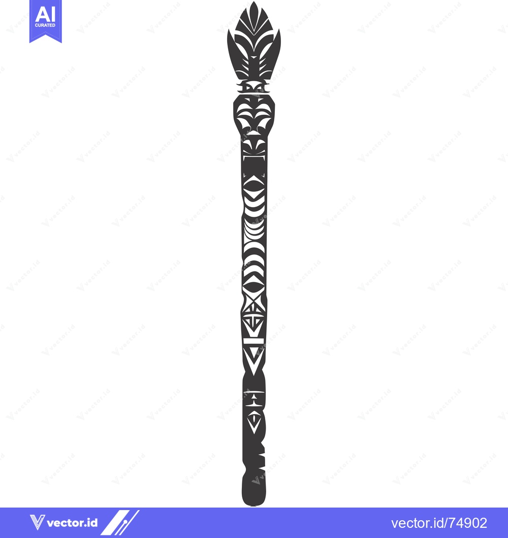 Premium Vector dari Ornate Totem Pole with Geometric Designs and a Bird-like Head