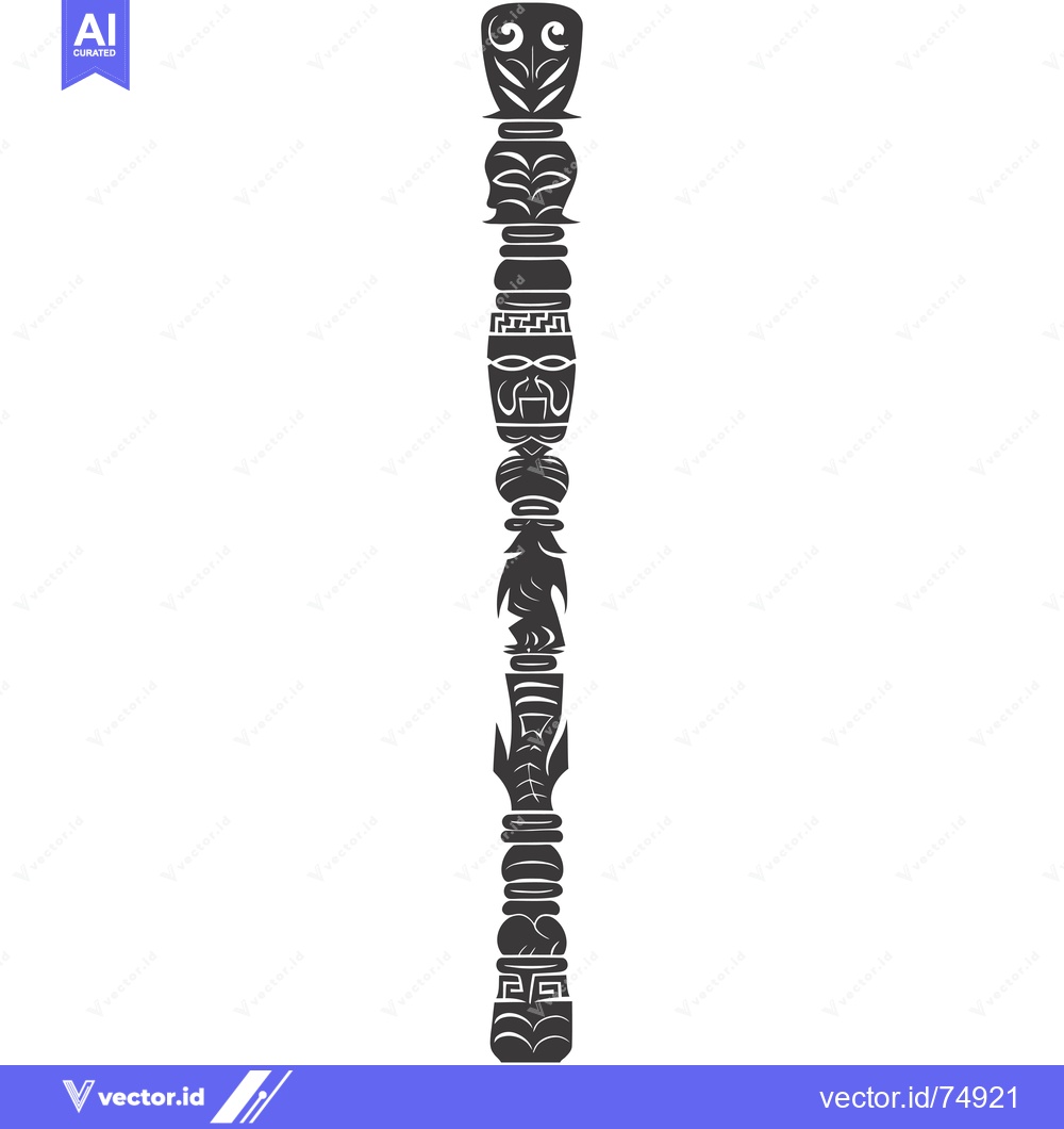 Premium Vector of Ornate Carved Totem Pole with Abstract Designs