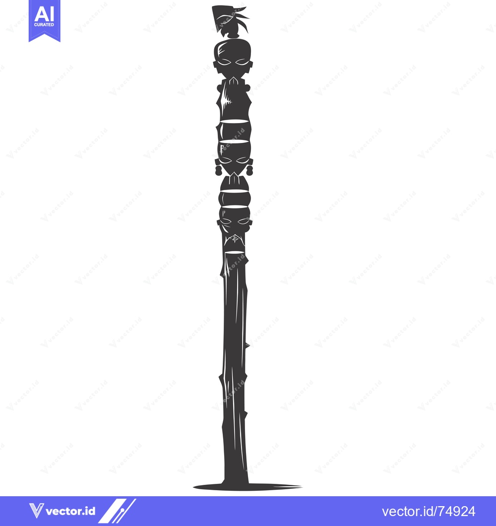 Premium Vector dari Totem Pole with Multiple Carved Faces