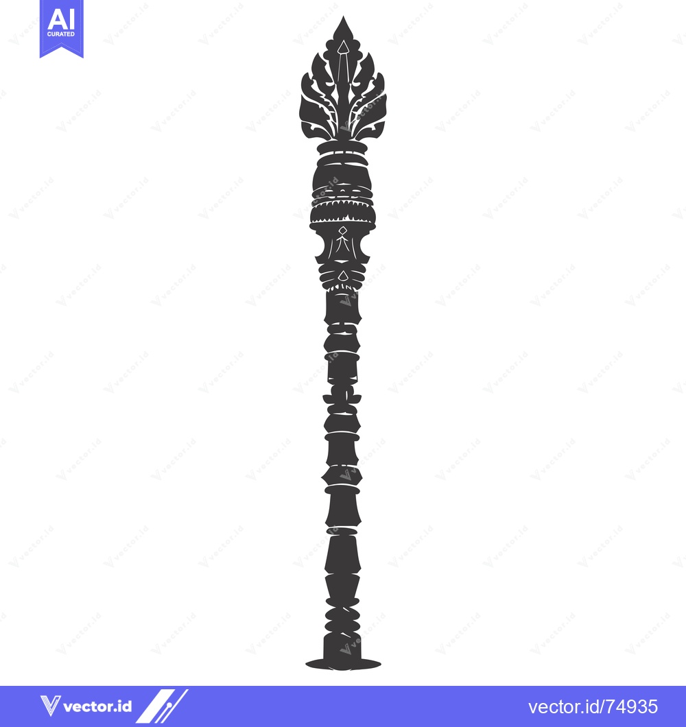 Premium Vector dari Ornate Spear with Floral Top and Decorative Shaft
