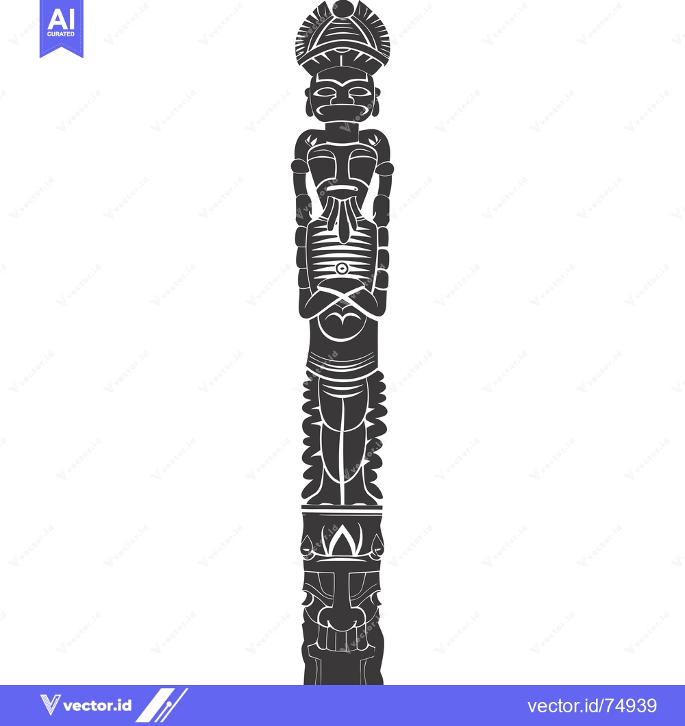 Premium Vector dari A Black and White Illustration of a Totem Pole