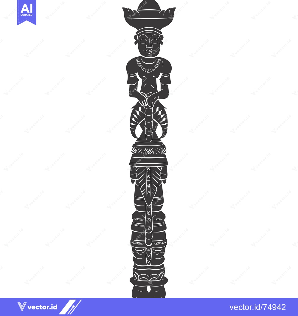 Premium Vector dari A Tall, Ornate, Anthropomorphic Totem Pole With Carvings