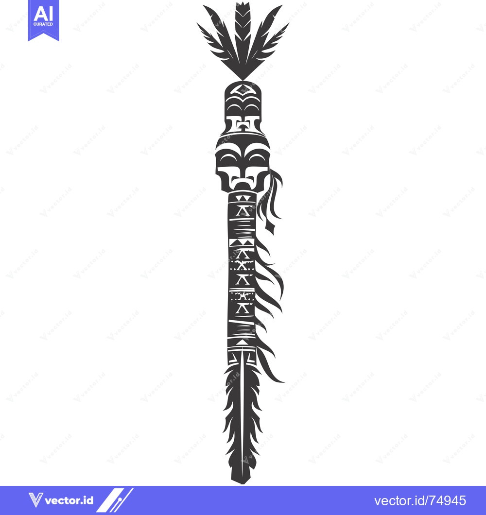 Premium Vector dari Ornate Native American Feathered Totem Pole with Tribal Design