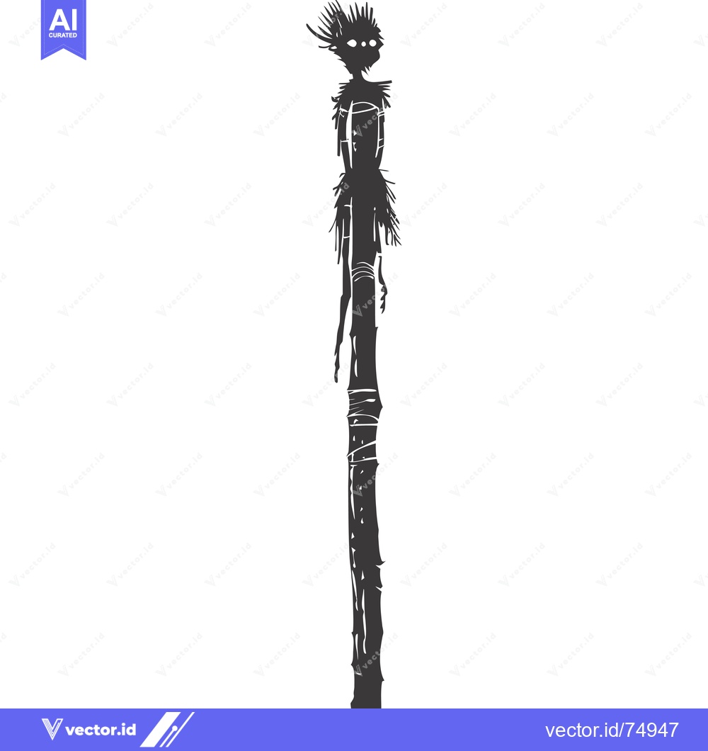 Premium Vector of Silhouette of a creature perched atop a tall, thin pole